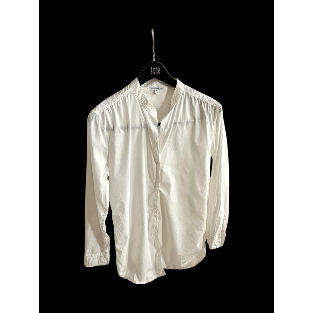 James Perse Shirt Women's 1 Small Mandarin Collar Long Sleeve Button Up *stain‎